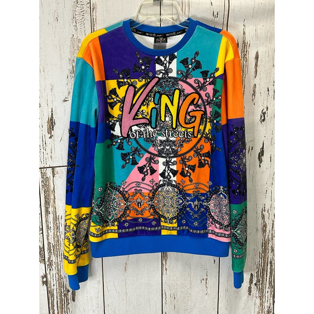 Switch "King Of The Streets" Sweater Color Block Men's Crewneck Size Small